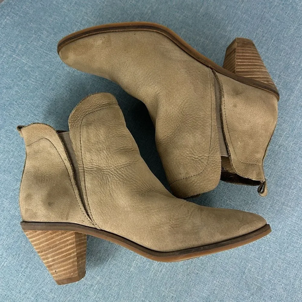 Lucky Brand Jana Taupe Leather Ankle Boots Size 8 M